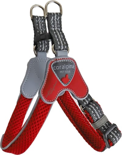 Coralpina Cinquetorri Verstelbaar Harnas Voor Honden - Kleur: Rood - Maat 1: Borstomvang: 27-34cm / 2 tot 7 kg