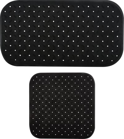 MSV Douche/bad anti-slip matten set badkamer - rubber - 2x stuks - zwart - 2 formaten