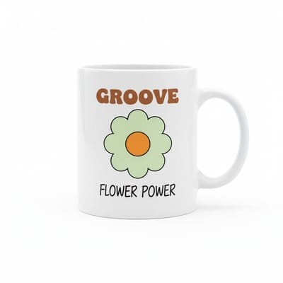 Groove Flower Power Keramische Mok 330 ml – Retro Hippie Design Koffie- en Theemok