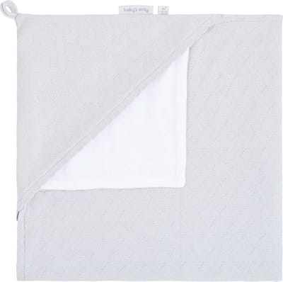 Baby's Only Gebreide wikkeldeken - Omslagdoek baby Reef - Chenille voering - Dusty Grey - 75x75 cm - 100% ecologisch katoen - Geschikt voor drie- en vijfpuntsgordel