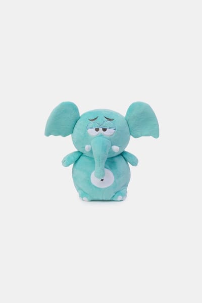 Woody - Knuffel van velours - Olifant 20cm - omkeerbaar - 2 kleuren - blauw en roze