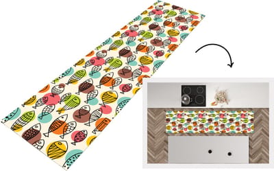 Keukenloper - Loper keuken - Stippen - Vis - Regenboog - 200x50 cm - Keukenloper vinyl
