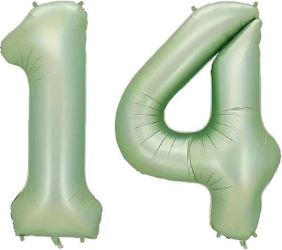 Cijfer Ballonnen Ballon Cijfer 14 Verjaardag Versiering Feest Helium Ballonnen Cijferballon Folieballon Groen Xl Formaat