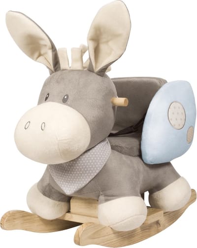 Nattou Cappuccino Hobbelpaard Ezel - 60 cm - Schommelpaard - Baby Speelgoed - Grijs en Blauw