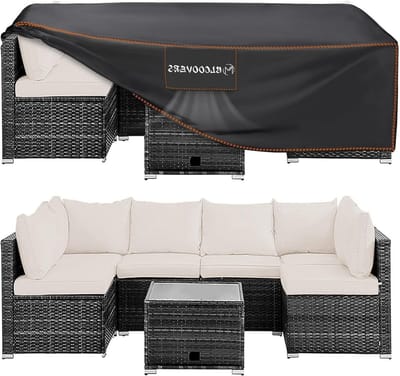 Waterdichte zwart 250 x 210 x 90 cm patio tafel set meubels afdekking - buiten weerbestendige bank bank sectie afdekking