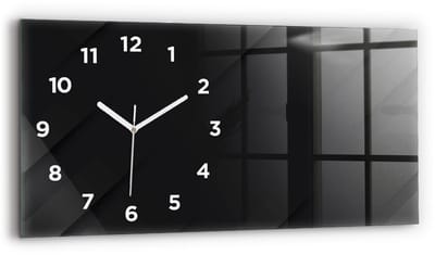 Wallfluent Wandklok - Donker muurpatroon Klok als Muurdecoratie - 60 cm x 30 cm - Zwart Wandklok - Witte Handen - Wandklok Met Cijfers - Wandklok Glas Woonkamer - Rechthoekige Glazen Wandklok - Scandinavisch Wandklok - Klok als Muurdecoratie