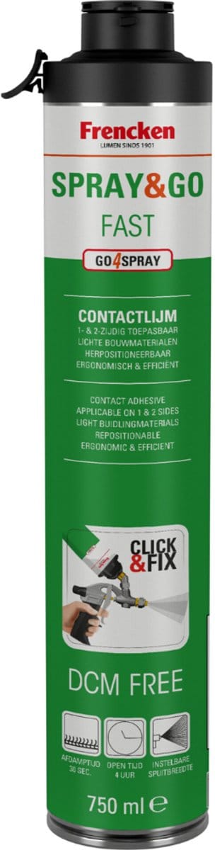 Frencken Click Fix Spray and Go CF1534 contactlijmspray - 750 ml bus - voor lichte bouwprojecten