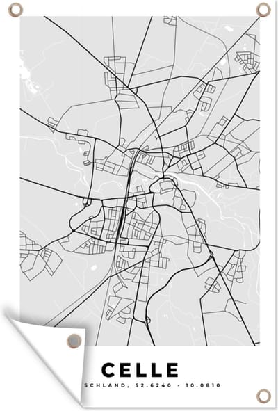 Muurdecoratie Duitsland - Stadskaart - Plattegrond - Kaart - Celle - 120x180 cm - Tuinposter - Tuindoek