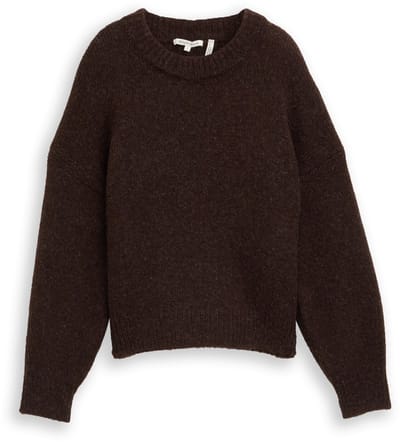 Tom Tailor Denim - Oversized gebreide trui - Maat XL - soft chocolate brown melange