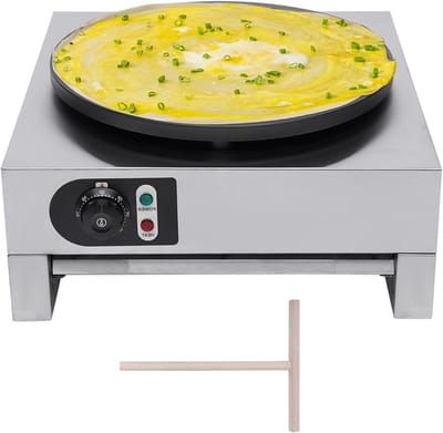 Elektrische Pannenkoekenmaker - Crêpe Pan - Snel Bakken - Extra Groot Plaat - 40 cm Diameter - Zwart