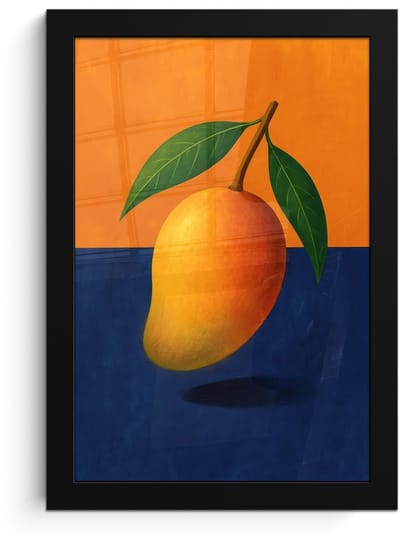 Poster in lijst - Fotolijst 20x30 cm - Posters - Mango - Vlakken - Bladeren - Oranje - Posterlijst zwart - Decoratie - Wanddecoratie woonkamer - Muurdecoratie slaapkamer