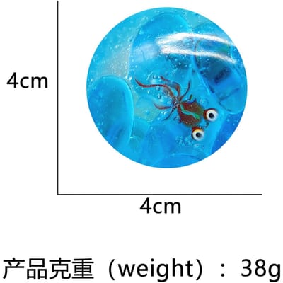Squishy Zeedieren Fidget Speelgoed Stressverlichtende Bal Decompressie Blauw IJsblokje Needoh Sensorische Knijpballen Angstspeelgoed voor Kinderen blue
