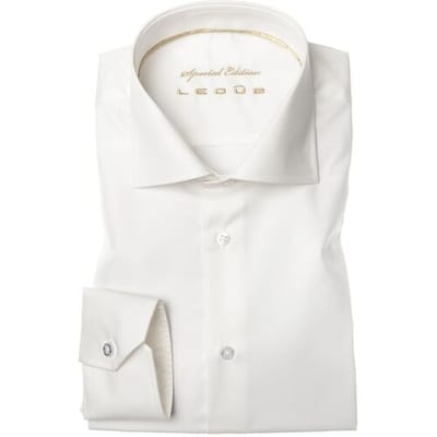 Ledub slim fit overhemd - beige twill - Strijkvrij - Boordmaat: 41 (EU maat: L)