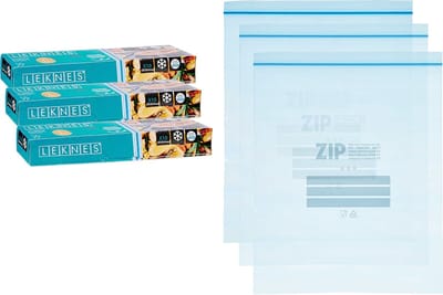 Leknes Keuken/diepvries vershoud zakken - 30x stuks - 30 x 40 cm - transparant - diepvrieszakken - voedsel luchtdicht bewaren