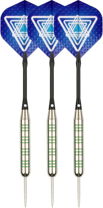 Faver Dartpijlenset Compleet - Reserve Shafts - Nikkel/Silver - Metalic - Blauw - 23 gram