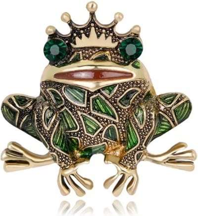 Zelto -Broche -Kikker- Kroon- Groen- Broche Boetiek-Kikker met Kroon