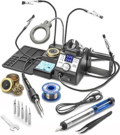 Soldeerstation Kit - Soldeerbout Set - Elektronica Reparatie - Met 4 Flexibele Armen - 75 Watt - Zwart