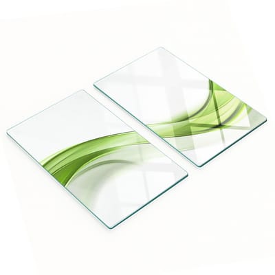 Multifunctionele decoratieve glazen keukenplanken met groene golfprint, 2x30x52 cm