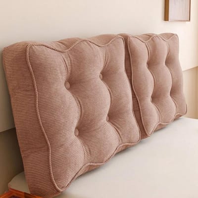 Leeskussen Rugsteun - Wigkussen Hoofdbord - Comfortabel Zitten - Zachte Ribstof - 100x55cm - Koffie