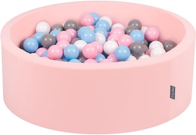 KiddyMoon ballenbad 90x30cm met 300 ballen ∅ 7cm ballenbad met kleurrijke ballen - voor baby's kinderen rond - donkergrijs: zwart parel goud grijs