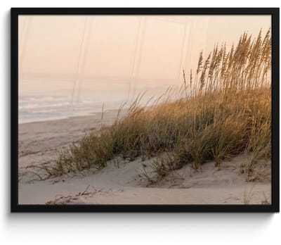 Poster in lijst - Fotolijst 80x60 cm - Posters - Duinlandschap - Zonsondergang - Strand - Posterlijst zwart - Decoratie - Wanddecoratie woonkamer - Muurdecoratie slaapkamer