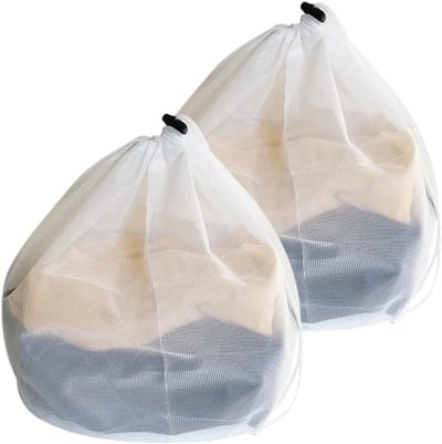 Set van 2 Draagbare Wasnetten met Trekkoord voor Kleding, Bedlinnen en Tafelkleedjes - Ideaal voor de Wasmachine