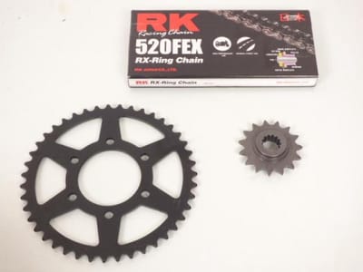 kit chaîne france uitrusting voor moto kawasaki 750 z750 2004 à 2012 15x43 pas 520 fex neuf