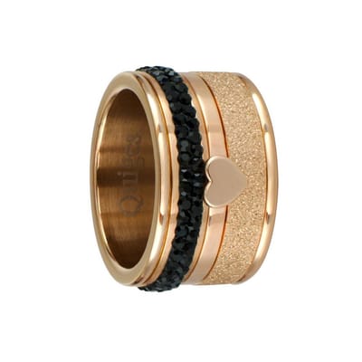 Quiges Dames Stapelring Set RVS Rosé Verguld - Maat 18.5 - Hoogte 10mm - SRS00418.5