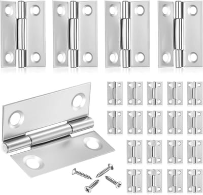 SnelShoppen - 30 Stuks 3.5 Inch RVS Scharnieren met Schroeven - Deurscharnieren voor Hout, Kast, Meubels en Tuinpoort, 38 x 30 x 0.8mm