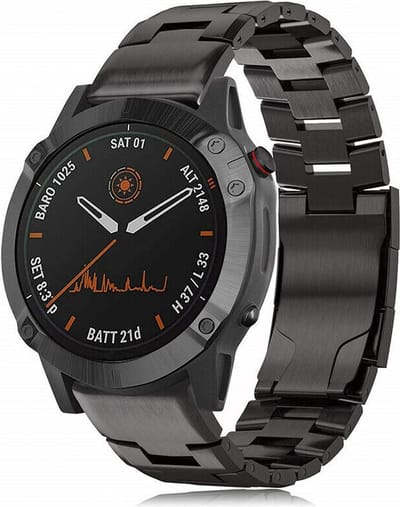 Strap-it Titanium Bandje geschikt voor Garmin Fenix 5 (Plus & Sapphire) / Fenix 6 (Pro & Sapphire) / Fenix 7 / Fenix 8 47 mm / Fenix E / Epix Gen 2 47 mm / Forerunner 935/945/955/965/745 / Quatix 7 / Instinct (1) – QuickFit 22 mm – Grijs