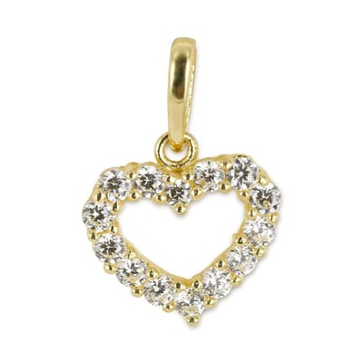 New Bling 9NBSAM-G210458 Gouden Hanger - Dames - Hartje - Bedel - Zirkonia - 9 x 9 mm - 14 Karaat - Goud