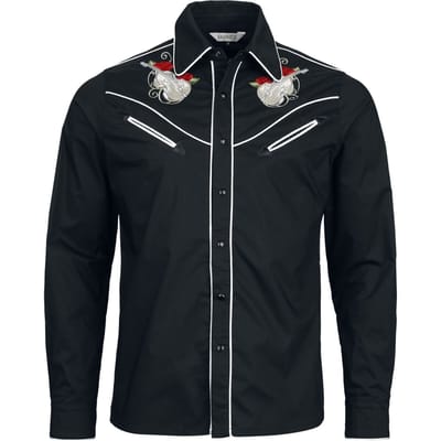 Banned Retro - Rockabilly Longsleeve - Rockabilly Bass - M tot XL - voor Mannen - zwart