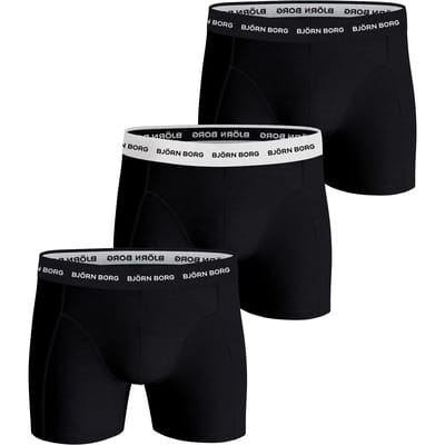 Björn Borg Cotton Stretch Boxershort Heren Zwart/Wit/Zwart - 3 stuks - Heren onderbroeken - Katoenen Boxer - Maat L