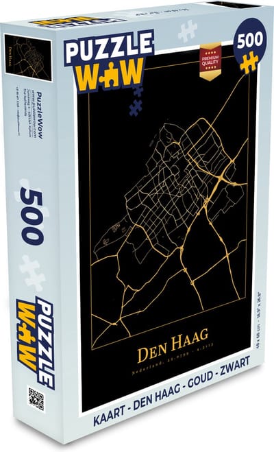 Puzzel Kaart - Den Haag - Goud - Zwart - Legpuzzel - Puzzel 500 stukjes