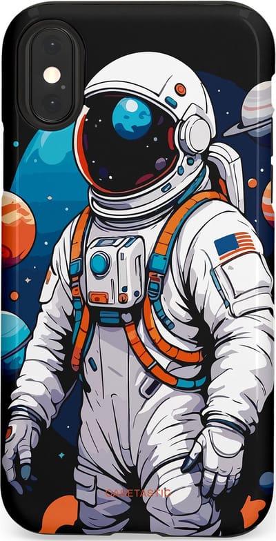 Casetastic Hoesje Geschikt voor Apple iPhone X/Xs - Stijlvolle Beschermende Duo-layer Case - Astronaut in space