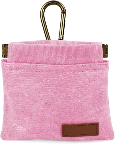 Beloningstasje voor Honden – Beloningszakje - Beloningstasje - Honden Snoepjes – Lichtgewicht – Riemclip – Draagbaar – Voor Training & Wandelingen – 11x12cm - Roze