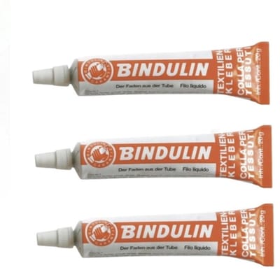 Set van 3x stuks kleding/textiel lijm 17,5 gram - Lijm voor voor leer/linnen/zeildoek in tube