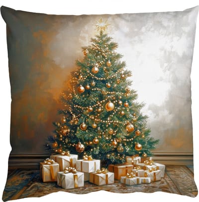 Sierkussens - Kussentjes Woonkamer - 50x50 cm - Kerstboom - Cadeaus - Goud