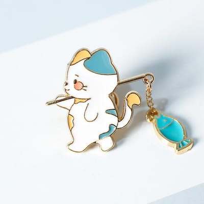 Nieuwe mode creatieve kat vissen ontwerp metalen emaille broche cartoon schattige dieren badge pin beste vriend cadeau sieraden accessoires
