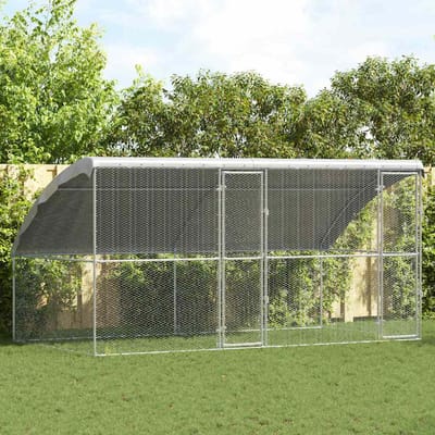 vidaXL - Kippenkooi - met - 2 - deuren - 2 - st - zilver - 400x200x200cm