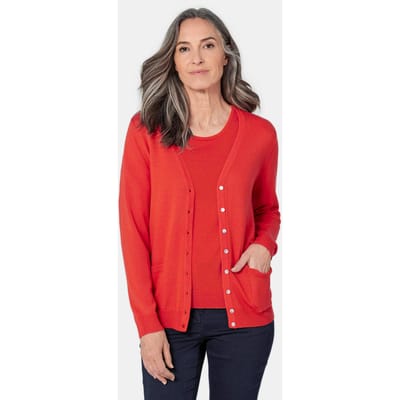 Tricot jasje van zuivere merinowol - rood - Gr. 38 van Goldner Fashion