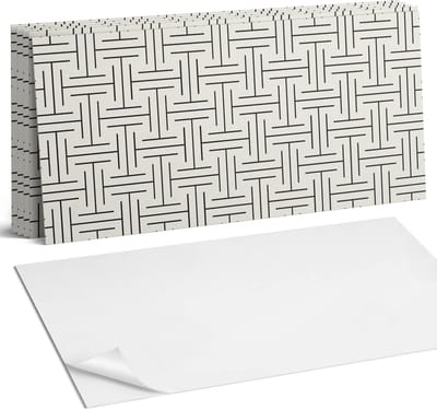 Coloray Plaktegels - Geometrisch ruitjespatroon Wandtegel Zelfklevend - 60 cm x 30 cm - Zwart Plaktegels - 6 stuks - Rechthoek PVC Tegels - Plaktegels Keuken - Zelfklevende Vloertegels Badkamer - Vinyltegels Vloer Zelfklevend - Portugese Tegels
