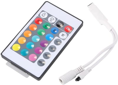 Allecto - LED Controller Dimmer - RGB LED Strips - 24 Toetsen IR Afstandsbediening - 12V 24V - Eenvoudige Installatie - Geschikt voor RGB verlichti...