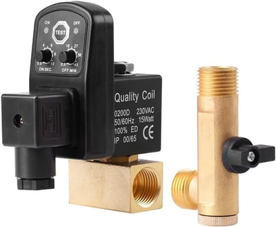 SnelShoppen - Automatische Aflaatklep Voor Luchtcompressor G1/2 DN15 - Elektronische Tijdgestuurde Aflaatklep - Duurzaam Messing & Kunststof - Geschik