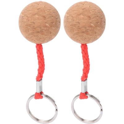 2 stuks Drijvende Kurk Sleutelhanger Houten Bal Sleutelhanger Drijven Zeilboot Kano Watersporten brown