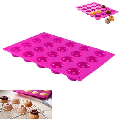 Cakevorm - Siliconen cakevorm van voedingskwaliteit - Creatieve donutbakvorm voor thuisgebruik - Bakvorm met 20 holtes - Bakvorm met 20 holtes - Rozerood - Mini cakevorm - Antiaanbak siliconen bakvorm - Geschikt voor cupcakes en gelei