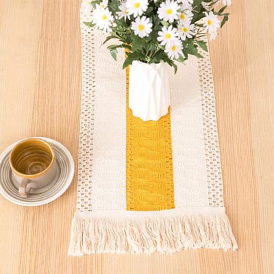 Boho Tafelloper voor Huisdecoratie Macramé Crème & Bruin Boerderij Tafelloper met Kwastjes voor Boheemse Eetkamer Slaapkamer Decor Other&30*50cm