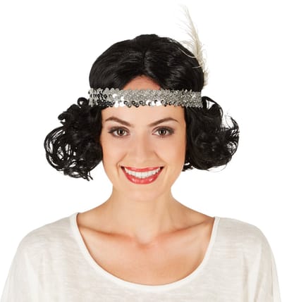 dressforfun - Vrouwenpruik charleston met hoofdband - verkleedkleding kostuum halloween verkleden feestkleding carnavalskleding carnaval feestkledij partykleding - 301105