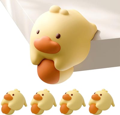 Meubelhoekbeschermers - 4-pack - Zachte randbeschermingsstrips - Zelfklevende meubelhoekbeschermers - Randbeschermers - Babyveiligheidskussens - Voor het afdekken van scherpe meubel- en tafelranden - Cartoon eend hoekbeschermers - Geel
