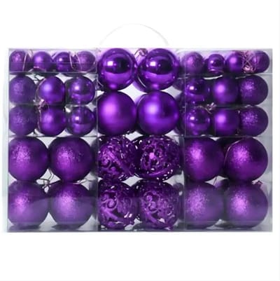 Livano Kerstballen - Kerstversiering - Plastic - Paars - Kerstballenset - 100 stuks